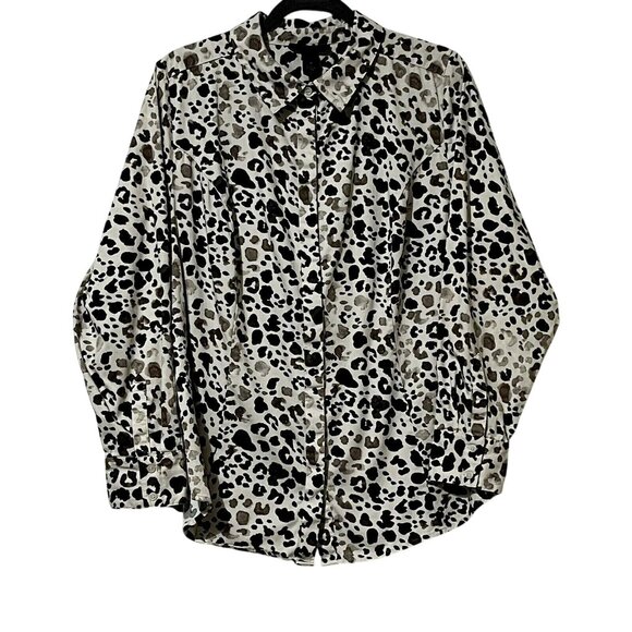 Lane Bryant Size 18 Animal Print Long Sleeve Button-Up Shirt - Picture 1 of 7